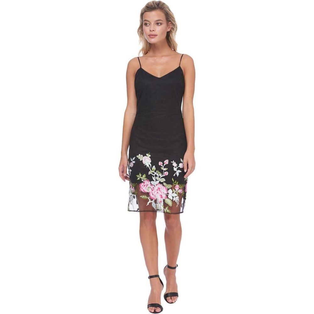 NWT Black Floral Embroidered Dress Size 8